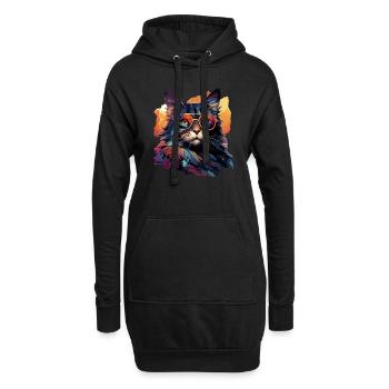 Katze - Hoodie-Kleid - Schwarz - Vorne
