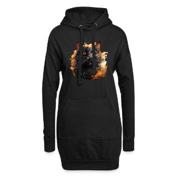 Katze - Hoodie-Kleid - Schwarz - Vorne