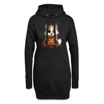 Waschbär - Kawaii Style - Hoodie-Kleid - Schwarz - Vorne