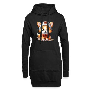 Fuchs Weihnachts Design - Kawaii Style - Hoodie-Kleid - Schwarz - Vorne