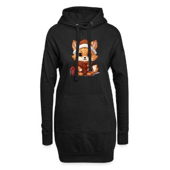 Design de Noël Renard - Style Kawaii - Sweat-shirt à capuche long Femme - noir - Devant