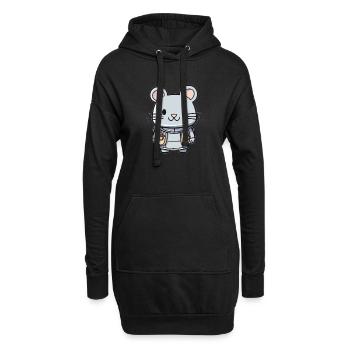 Maus - Kawaii Style - Hoodie-Kleid - Schwarz - Vorne