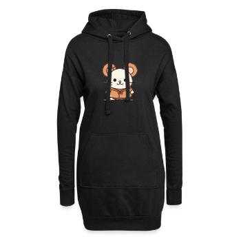 Maus - Kawaii Style - Hoodie-Kleid - Schwarz - Vorne
