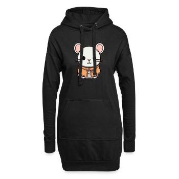 Souris - Style Kawaii - Sweat-shirt à capuche long Femme - noir - Devant