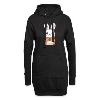 Lapin - Style Kawaii - Sweat-shirt à capuche long Femme - noir - Devant