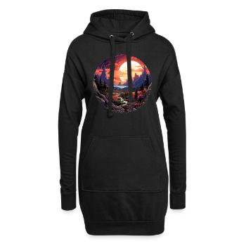 Paysage - Illustration - Sweat-shirt à capuche long Femme - noir - Devant