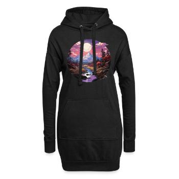 Paysage - Illustration - Sweat-shirt à capuche long Femme - noir - Devant