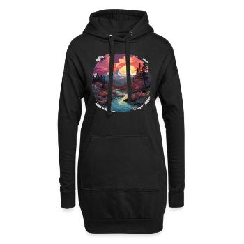 Paysage - Illustration - Sweat-shirt à capuche long Femme - noir - Devant