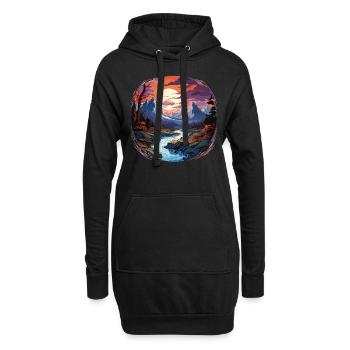 Paysage - Illustration - Sweat-shirt à capuche long Femme - noir - Devant
