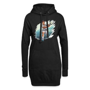 Joueur de tennis - Illustration - Sweat-shirt à capuche long Femme - noir - Devant