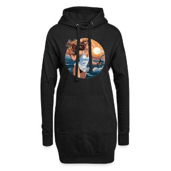 Joueur de tennis - illustration - Sweat-shirt à capuche long Femme - noir - Devant