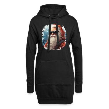 Père Noël - illustration - Sweat-shirt à capuche long Femme - noir - Devant