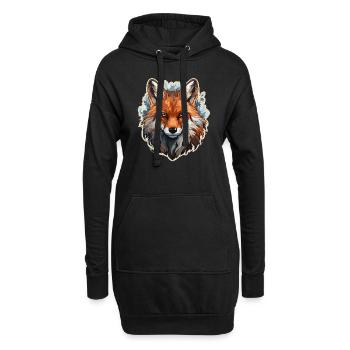 Fuchs - Illustration - Hoodie-Kleid - Schwarz - Vorne