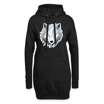 Wolf - Illustration - Hoodie-Kleid - Schwarz - Vorne