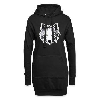 Wolf - Illustration - Hoodie-Kleid - Schwarz - Vorne
