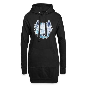 Wolf - Illustration - Hoodie-Kleid - Schwarz - Vorne
