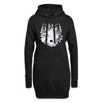 Loup - Illustration - Sweat-shirt à capuche long Femme - noir - Devant