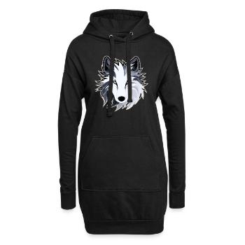 Wolf - Illustration - Hoodie-Kleid - Schwarz - Vorne