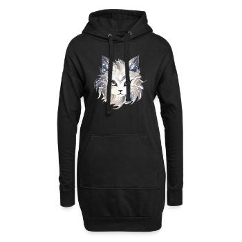 Chat - illustration - Sweat-shirt à capuche long Femme - noir - Devant