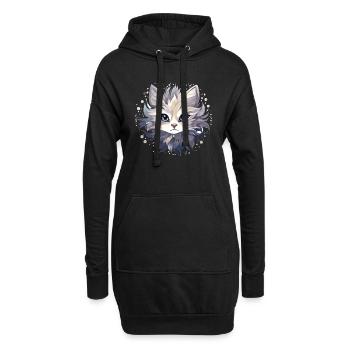 Katze - Illustration - Hoodie-Kleid - Schwarz - Vorne