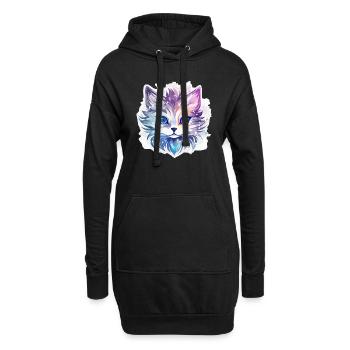 Chat - illustration - Sweat-shirt à capuche long Femme - noir - Devant