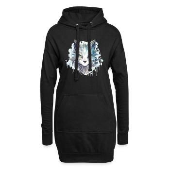 Katze - Illustration - Hoodie-Kleid - Schwarz - Vorne