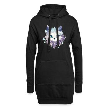 Katze - Illustration - Hoodie-Kleid - Schwarz - Vorne