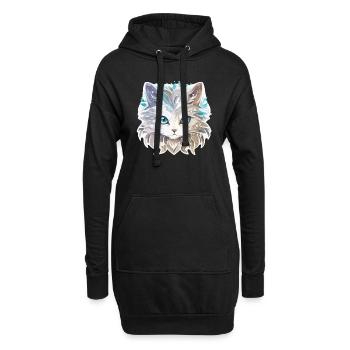 Katze - Illustration - Hoodie-Kleid - Schwarz - Vorne