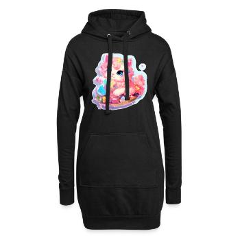Katze - Illustration - Hoodie-Kleid - Schwarz - Vorne