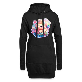 Katze - Illustration - Hoodie-Kleid - Schwarz - Vorne