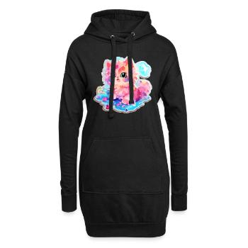 Katze - Illustration - Hoodie-Kleid - Schwarz - Vorne