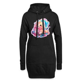 Katze - Illustration - Hoodie-Kleid - Schwarz - Vorne