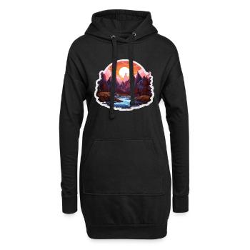 Paysage - Illustration - Sweat-shirt à capuche long Femme - noir - Devant