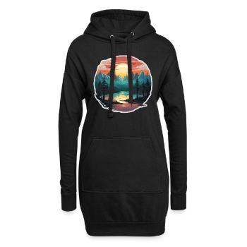 Paysage - Illustration - Sweat-shirt à capuche long Femme - noir - Devant