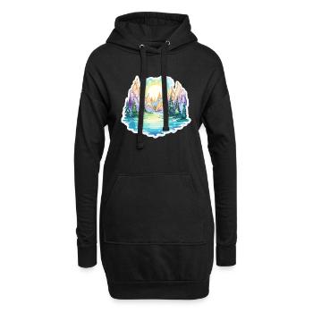 Paysage - Illustration - Sweat-shirt à capuche long Femme - noir - Devant
