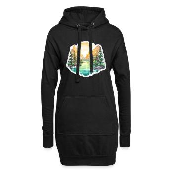 Paysage - Illustration - Sweat-shirt à capuche long Femme - noir - Devant