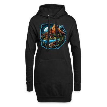 Paysage - Illustration - Sweat-shirt à capuche long Femme - noir - Devant
