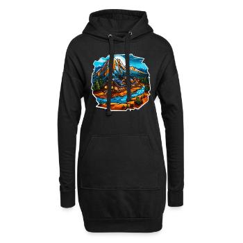 Paysage - Illustration - Sweat-shirt à capuche long Femme - noir - Devant