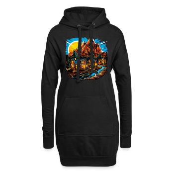 Paysage - Illustration - Sweat-shirt à capuche long Femme - noir - Devant