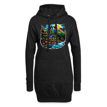 Paysage - Illustration - Sweat-shirt à capuche long Femme - noir - Devant