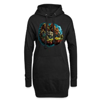 Paysage - Illustration - Sweat-shirt à capuche long Femme - noir - Devant