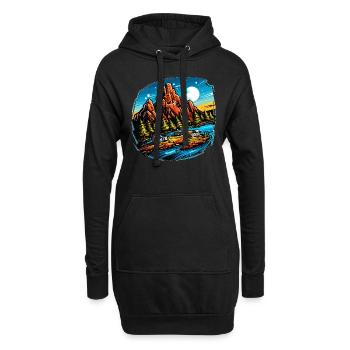 Landschaft - Illustration - Hoodie-Kleid - Schwarz - Vorne