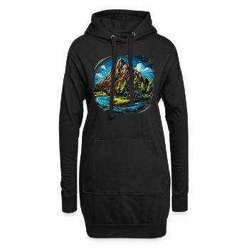 Landschaft - Illustration - Hoodie-Kleid - Schwarz - Vorne