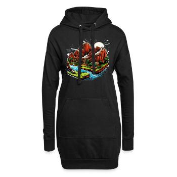 Landschaft - Illustration - Hoodie-Kleid - Schwarz - Vorne