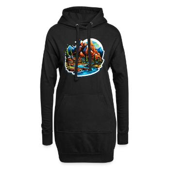 Paysage - Illustration - Sweat-shirt à capuche long Femme - noir - Devant