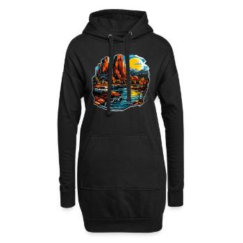 Landschaft - Illustration - Hoodie-Kleid - Schwarz - Vorne