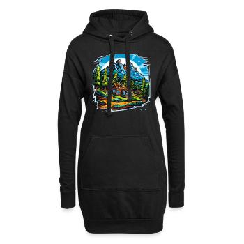 Paysage - Illustration - Sweat-shirt à capuche long Femme - noir - Devant