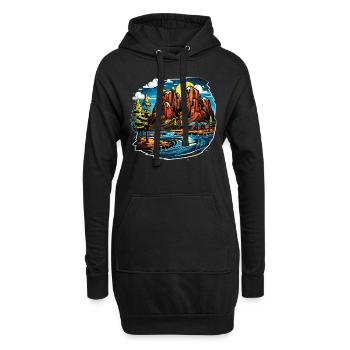 Paysage - Illustration - Sweat-shirt à capuche long Femme - noir - Devant