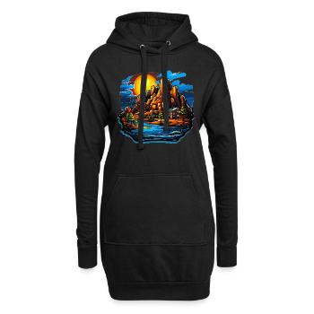 Paysage - Illustration - Sweat-shirt à capuche long Femme - noir - Devant
