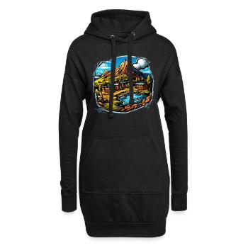 Landschaft - Illustration - Hoodie-Kleid - Schwarz - Vorne